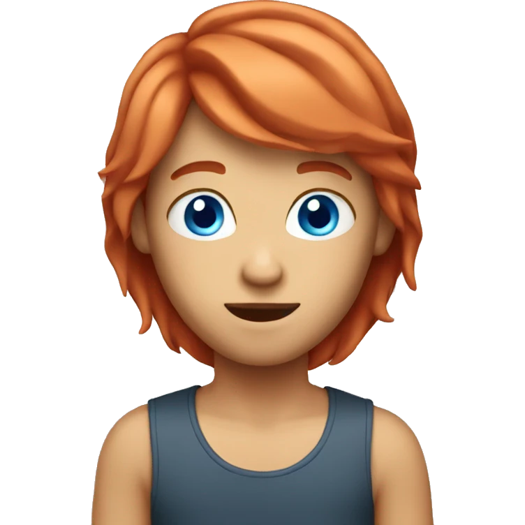 Emoji with blue eyes and red hair  emoji