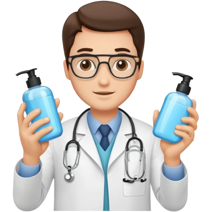 doctor man holding skincare products emoji