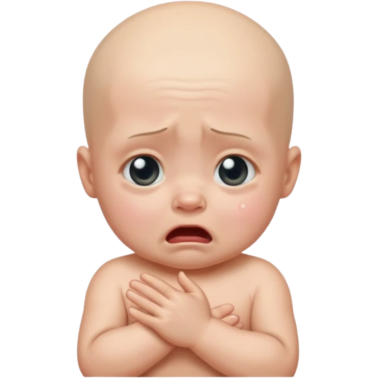 a portrait of crying baby , no hair emoji