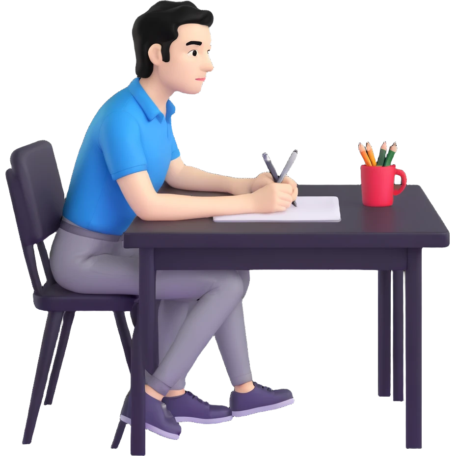 white man with black hair drawing at a table emoji
