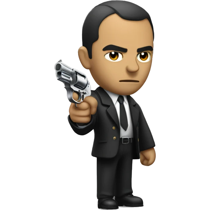 mafia member holding a revolver pistol in hands and only visible upper body emoji