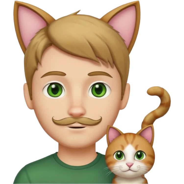 white boy with cat tail with little facial hair and cat ears emoji