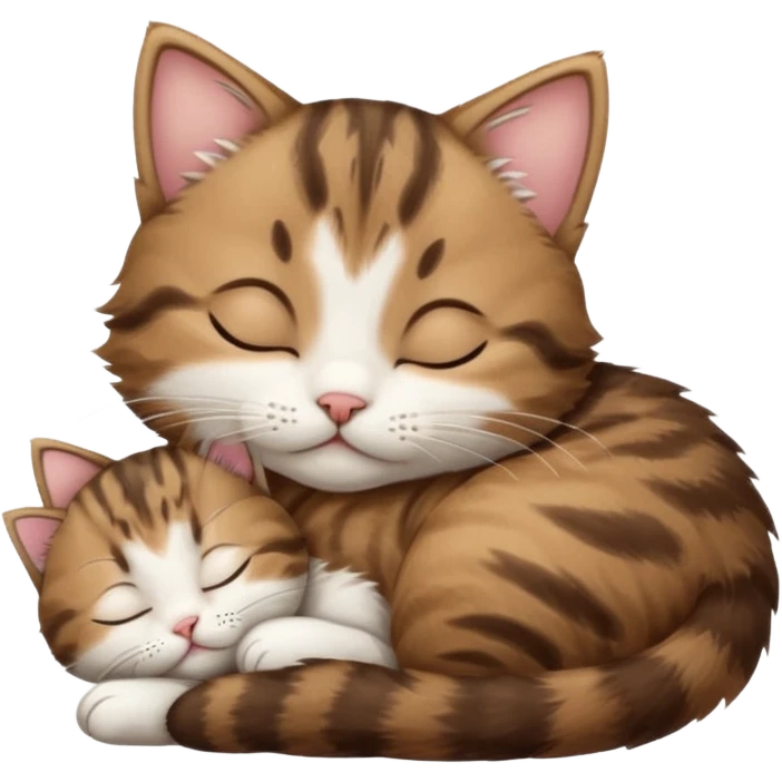 dark brown tabby and white kitten in funny positions with eyes closed emoji