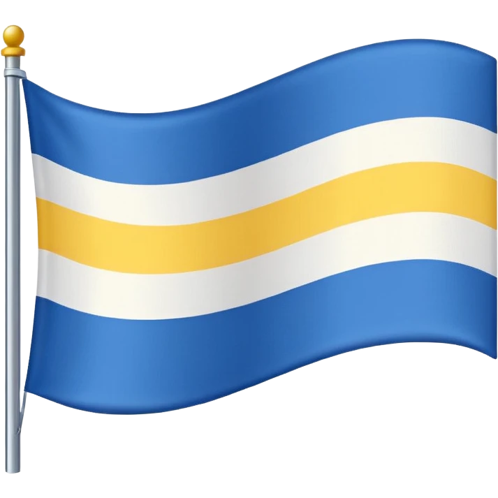 A flag with Blue on top than in the middle White and on the bottom yellow emoji