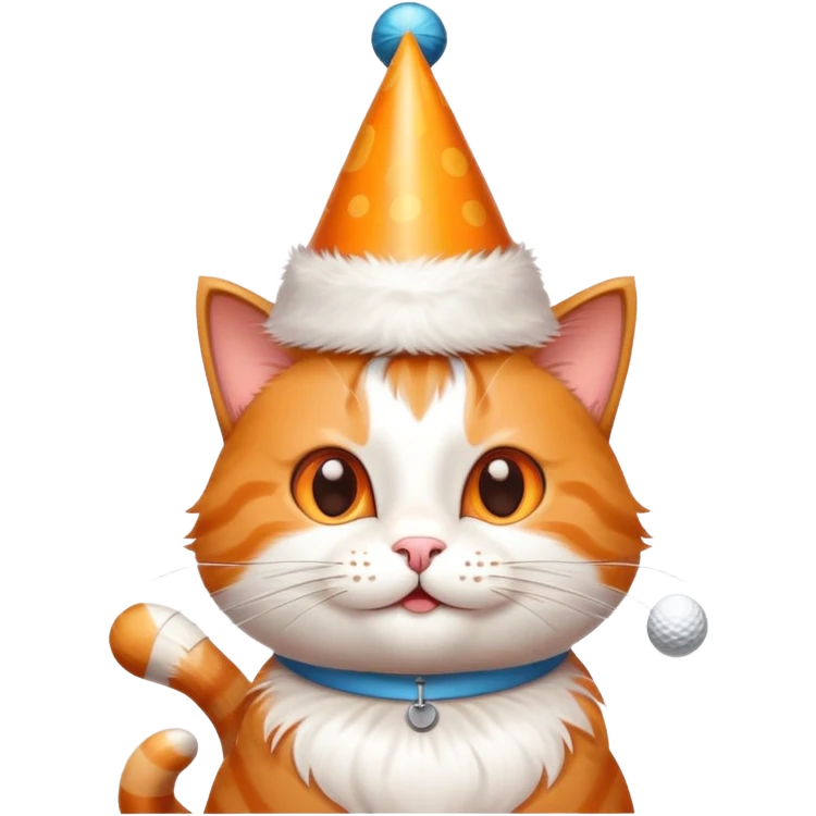 happy cat playing golf on his birthday emoji