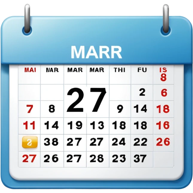 big calendar with the leters 27 MAR emoji