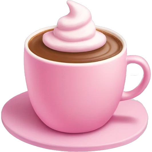 hot chocolate in a pastel pink mug on a plate emoji