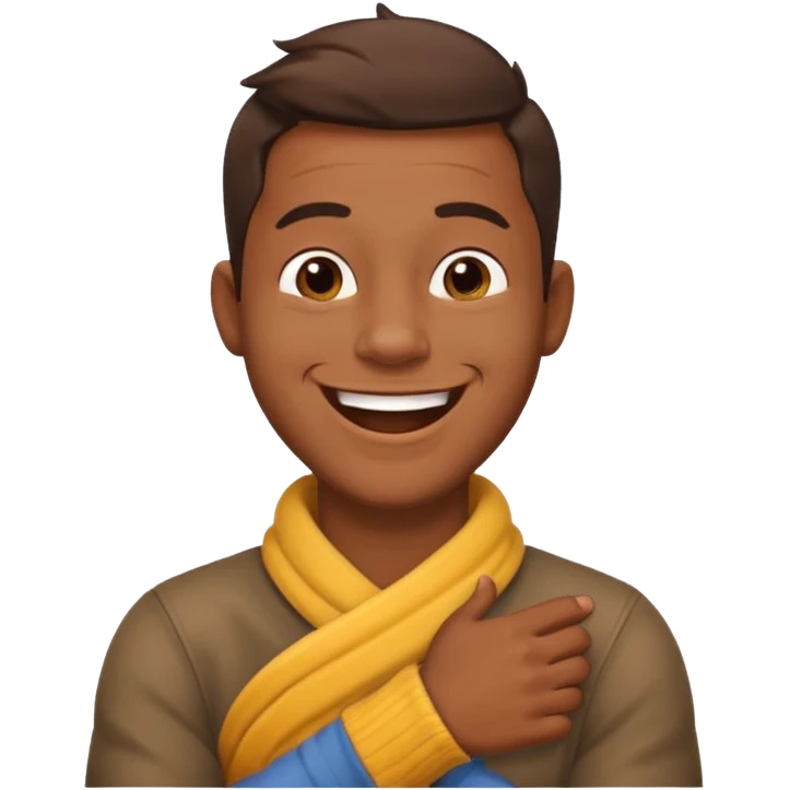Arm crossed holding neck laughing guy emoji