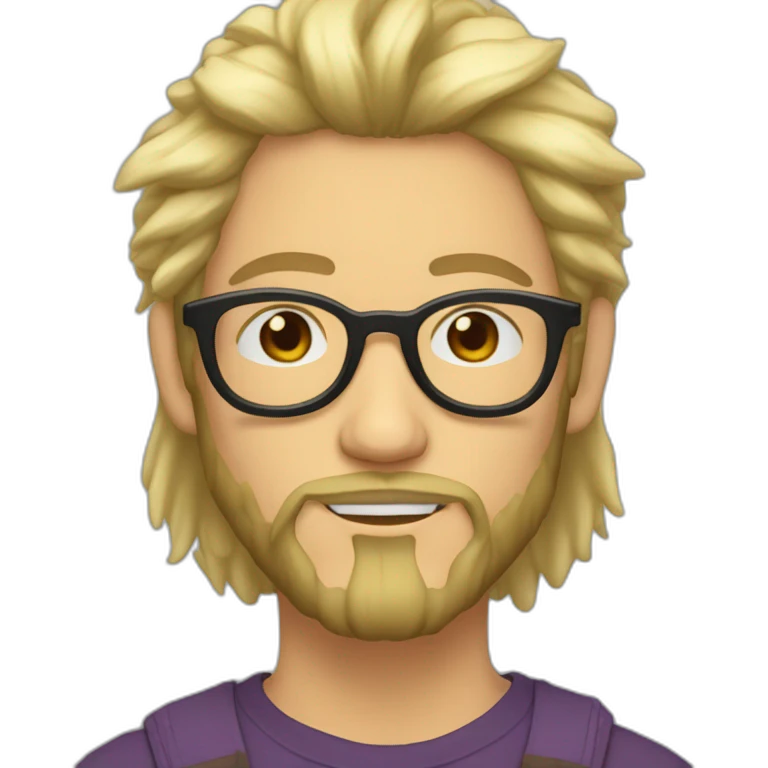 Non binary Big lebowsky blond round glasses chaotic beard long hair drink rhum emoji