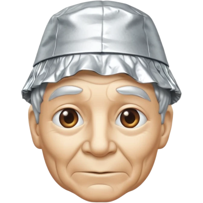 tin foil hat with smirking face emoji