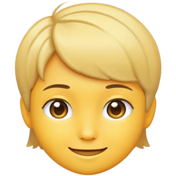 Start with this emoji, give it a slight smile and smiling eyes. Remove the black mark on emoji's left side of the mouth. Shorten the hair slightly. emoji