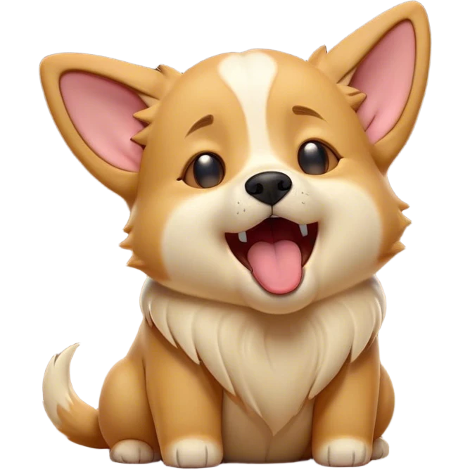 Cinematic Cute Yawning Domestic Dog Portrait Emoji, Head tilted slightly with a dramatic, wide-open yawn, showcasing a plush, inviting coat with gently drooping ears and half-closed, drowsy eyes, Simplified yet irresistibly adorable features, highly detailed, glowing with a soft, cozy glow, high shine, relaxed yet expressive, stylized with a dash of playful whimsy, soft glowing outline, capturing the essence of a sleepy yet affectionate dog that seems ready to stretch out for a nap! emoji