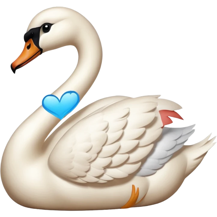 one beige heart on the side of the swan emoji