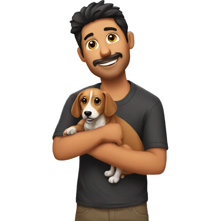 Chico rubio con perro negro emoji