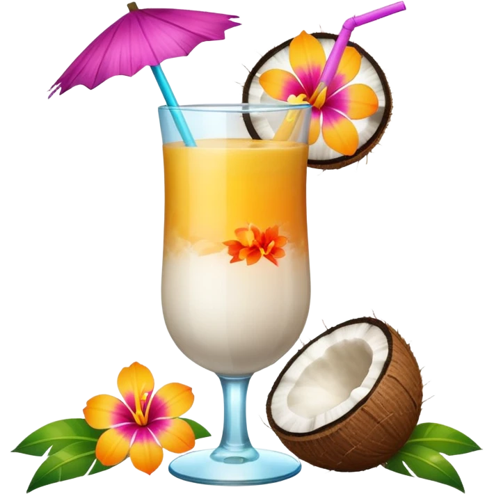 conut drink with flowers emoji