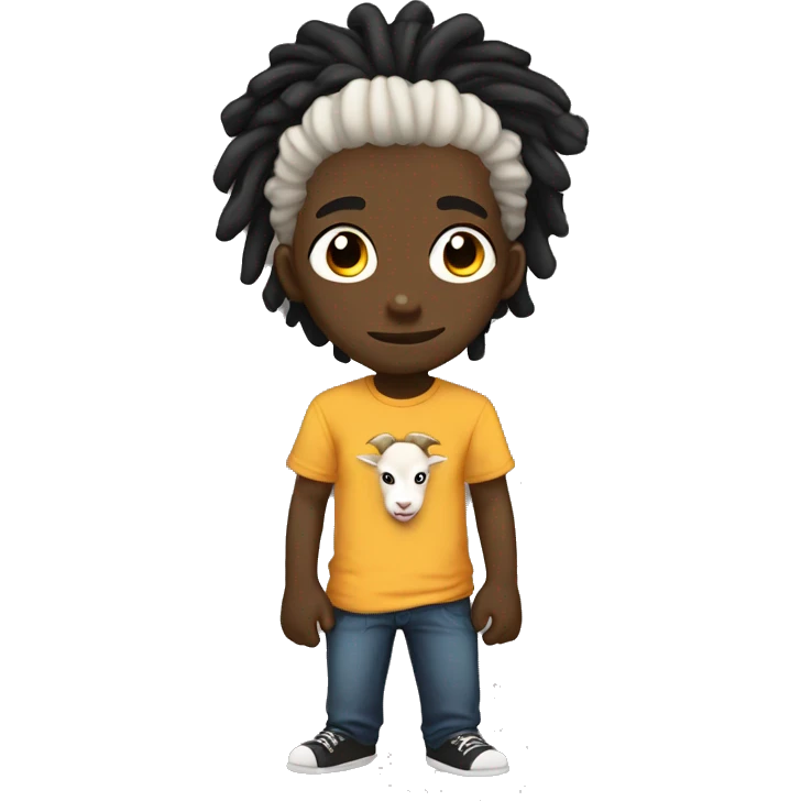 Black male in anime style with light skin. He has dreadlocks and a goat tee. Chibi emoji