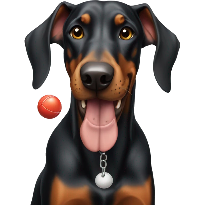 Doberman chewing ball emoji