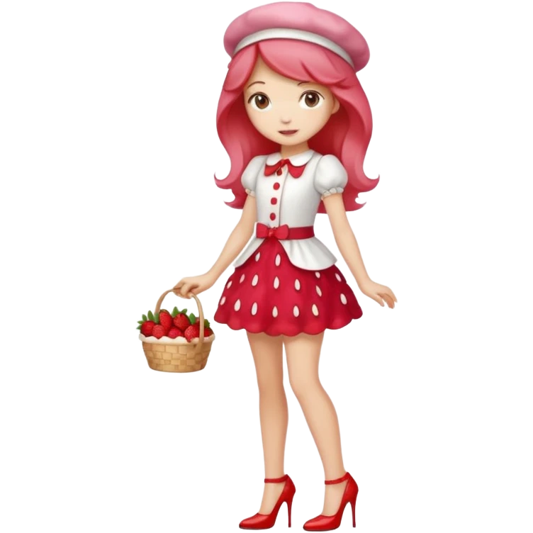 pretty and cute realistic modern day strawberry shortcake full body with high heels emoji emoji