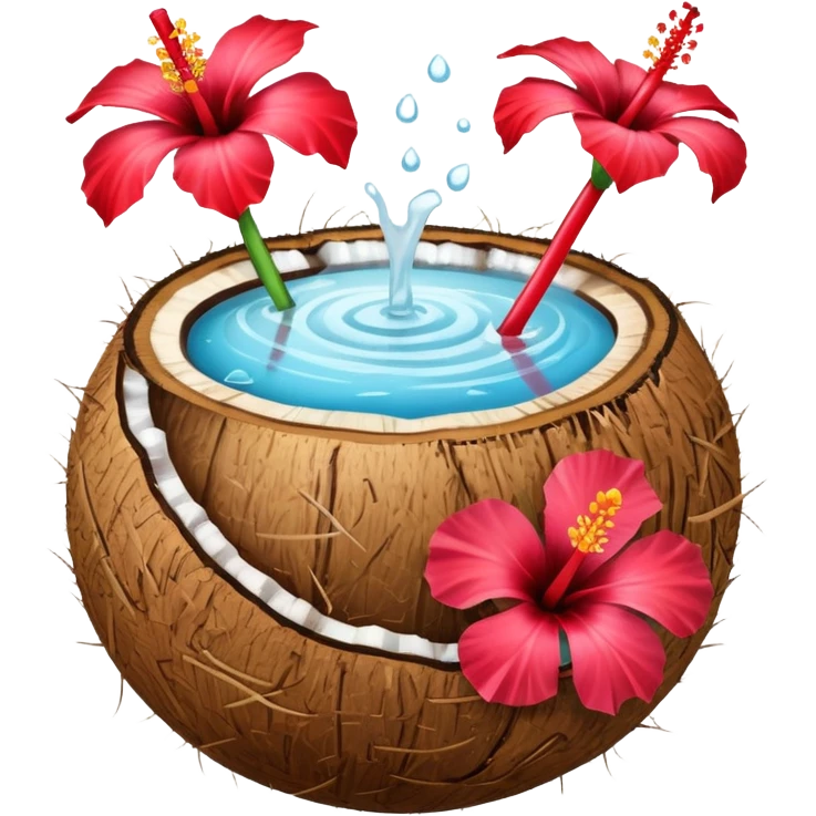 coconut drink with red flowers emoji