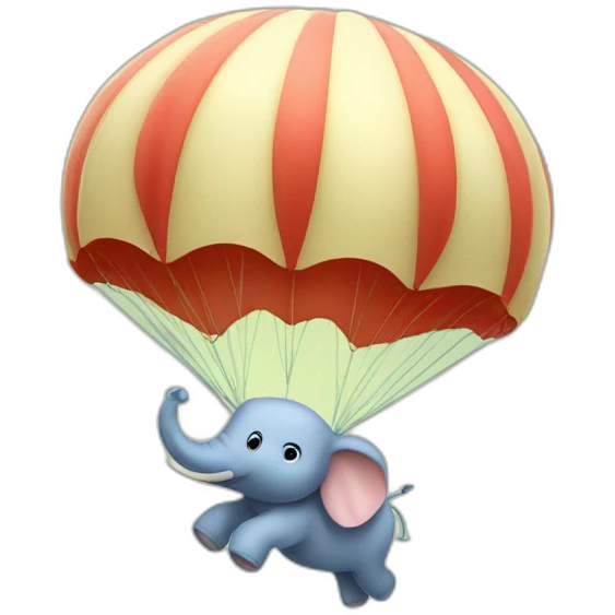 Cute elefant jumping parachute emoji