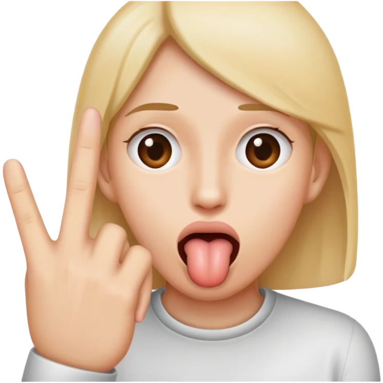 tongue inbtween fingers emoji