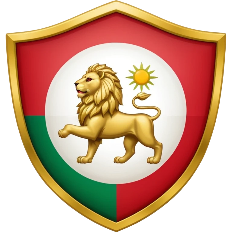 rectangular shield with the flag of Iran, with a lion and a sun emoji