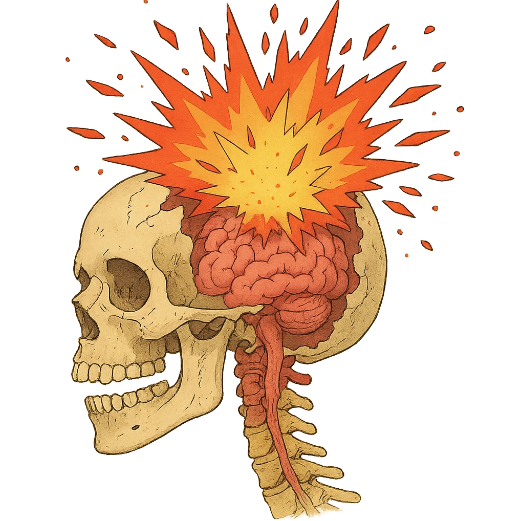 a skull exploding, anatomical diagram emoji