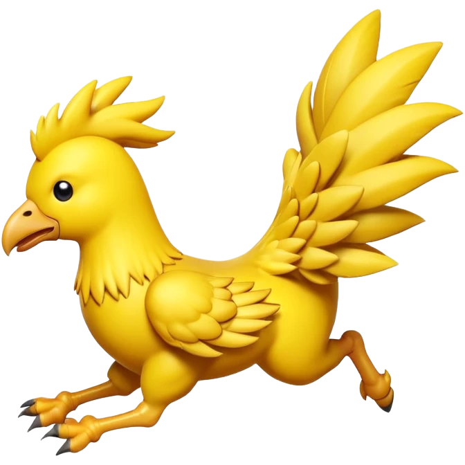 Running chocobo from Final Fantasy, yellow bird in fast motion with legs extended emoji