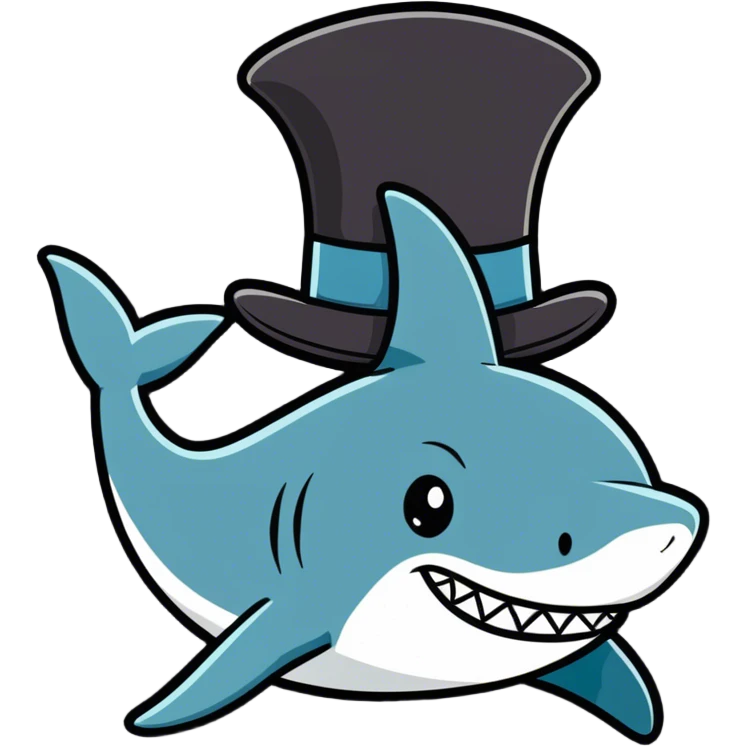 Shark with a top hat emoji