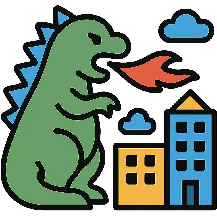 Godzilla attacking a city emoji