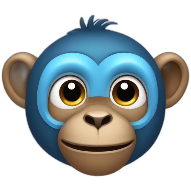 blue smart flat monkey emoji