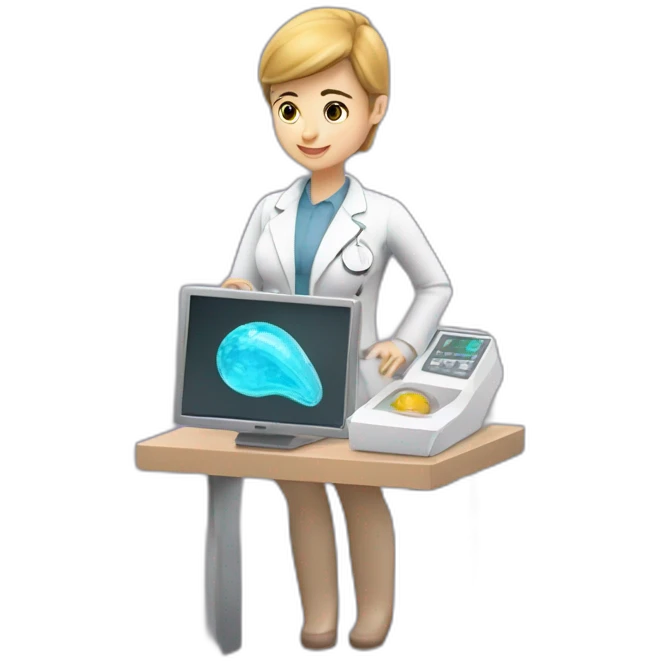 Biomedical-Engineer-studying-hologram-3d-model-of-breast emoji