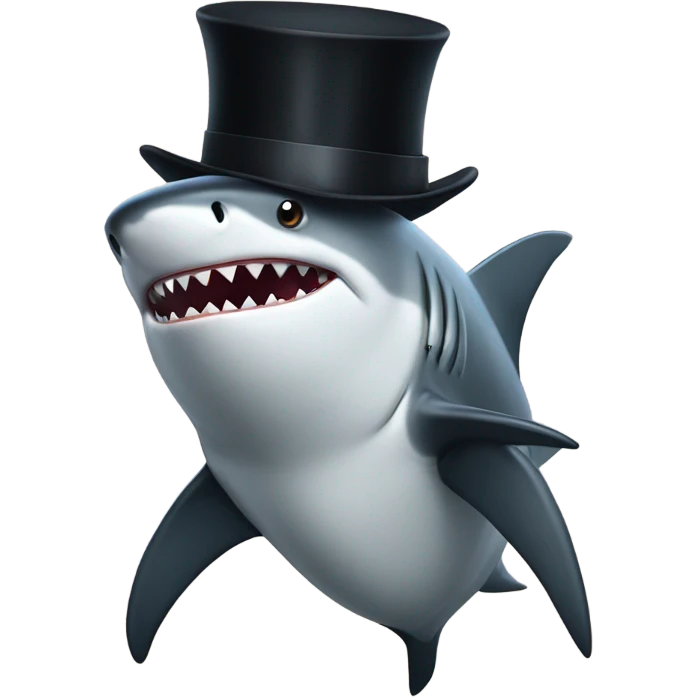 Shark with a top hat emoji