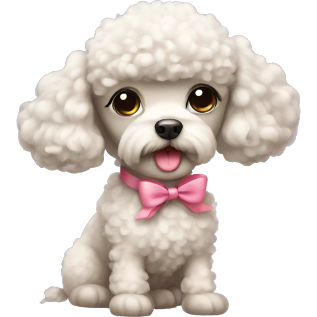 Cute poodle with a bow emoji
