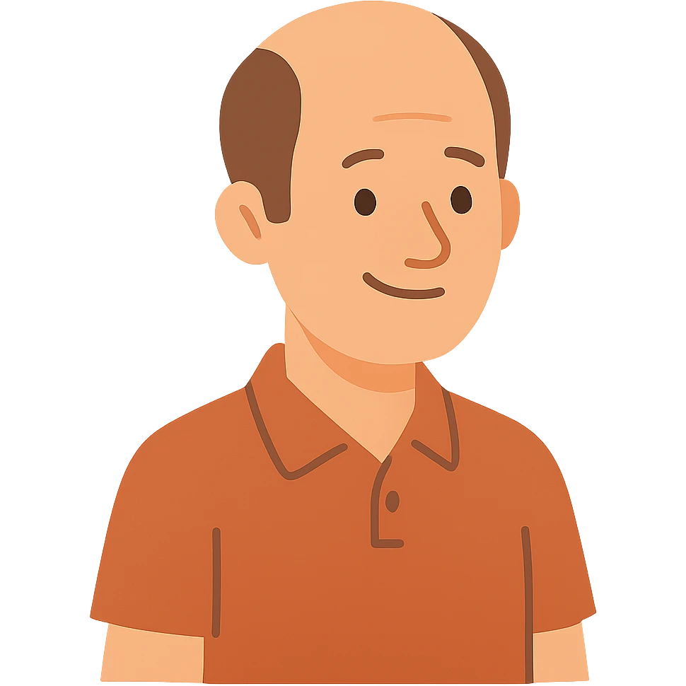 flat toon style man with a bald spot emoji