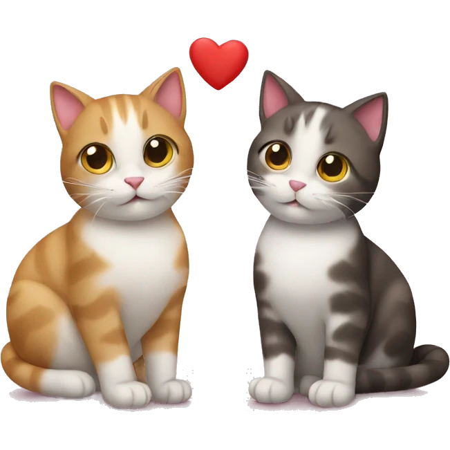 Two cats with hearts emoji