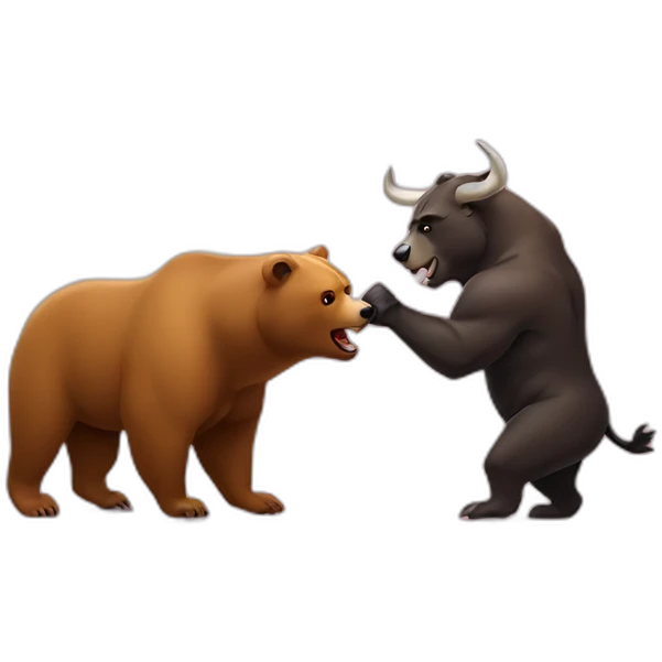 Bear and a bull fighting emoji