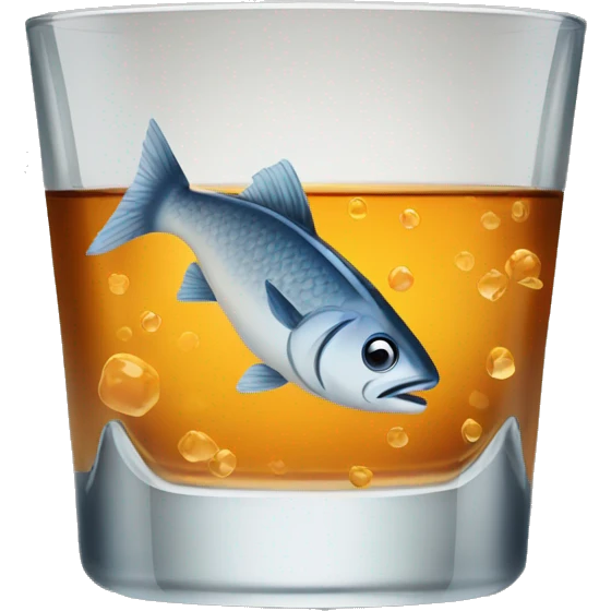 Whiskey glass full of fish in emoji