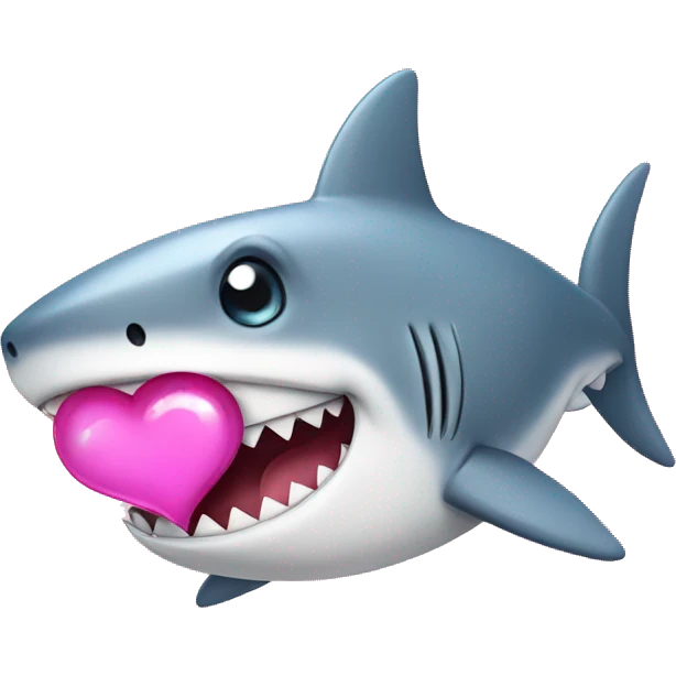 A cute shark who showing a pink coquette heart emoji