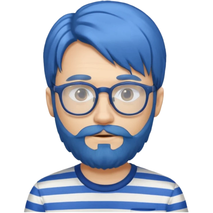 blue long hair glasses man with beard and striped shirt emoji