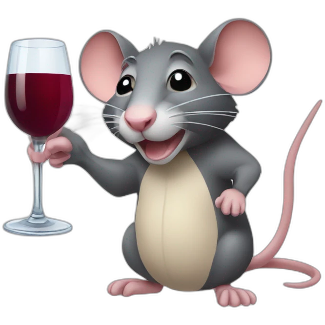 a rat with a glass of wine emoji