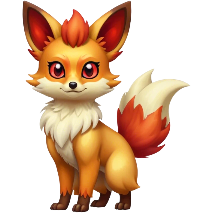 Shiny Dark Fennekin-Vulpix-fusion-hybrid full body emoji