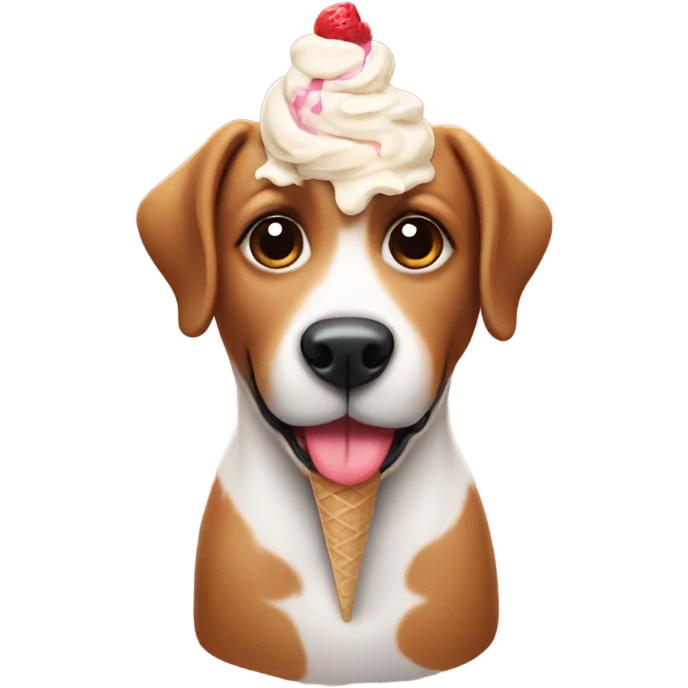 Cute dog with ice cream emoji