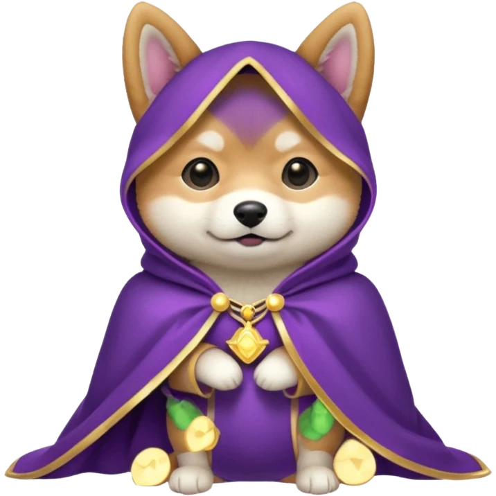 baby shiba dog, in magic purple cloak emoji