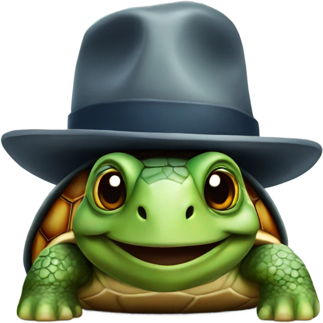 Turtle wearing a hat emoji