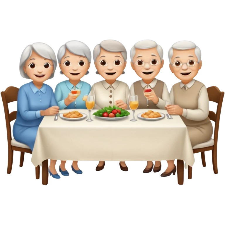 4 elderly people having dinner emoji