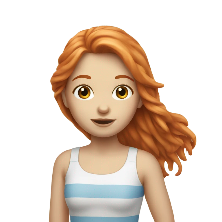 Pale Redhead girl on beach emoji