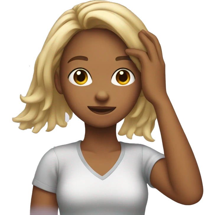 The girl holds onto her hair    emoji