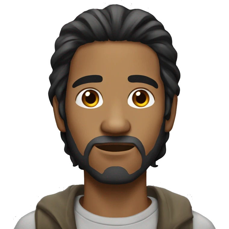 Homeless man with long straight black hair and tan skin emoji