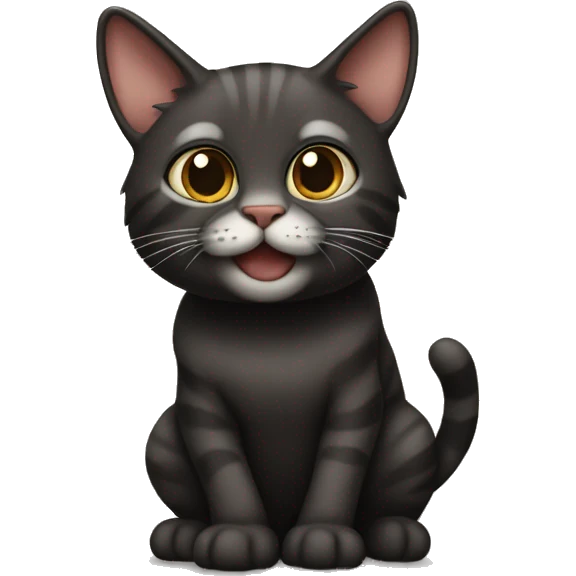 dark taby cat (not fat, big eyes) being silly, full body emoji
